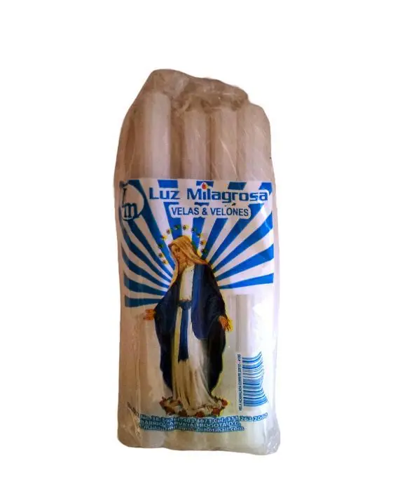 VELAS BLANCAS ACANALADA LUZ MILAGROSA 12 UND