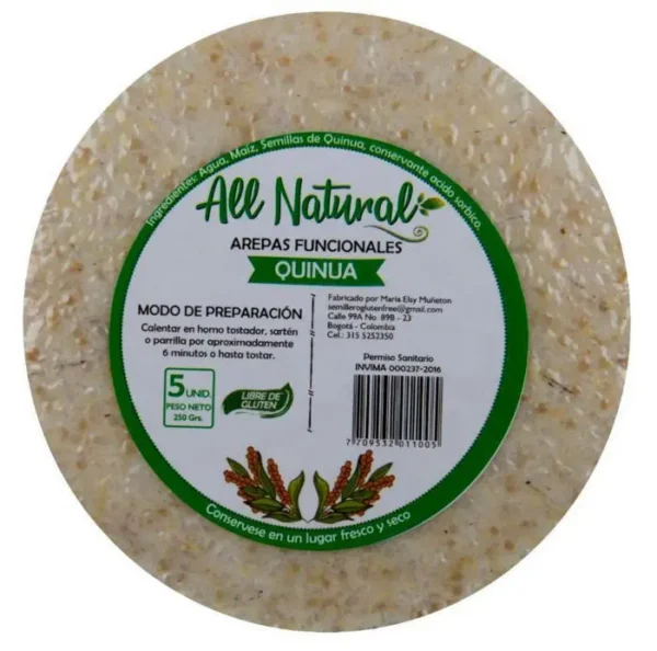 AREPA QUINUA GLUTEN MAIZ 500 GR UND