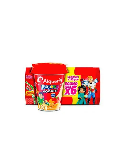 YOGURT ALQUERIA FORTIKIDS FRESA MORA 150 6 UND