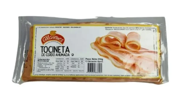 TOCINETA AHUMADA INDUCOLCARNES 250 GR UND