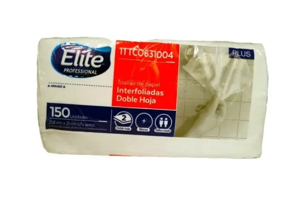 TOALLAS ELITE DE PAPEL DOBLE HOJA 150 UN UND