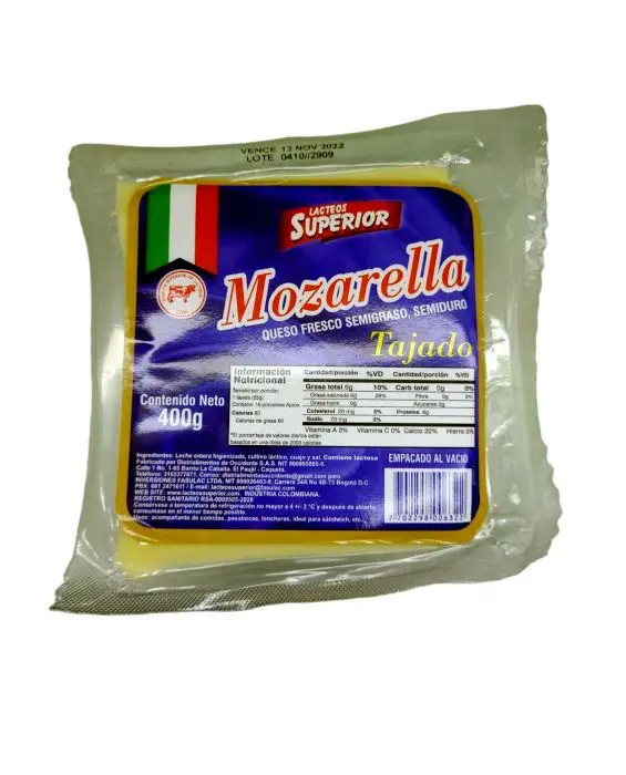 QUESO MOZARELLA TAJADO SUPERIOR 400 G UND