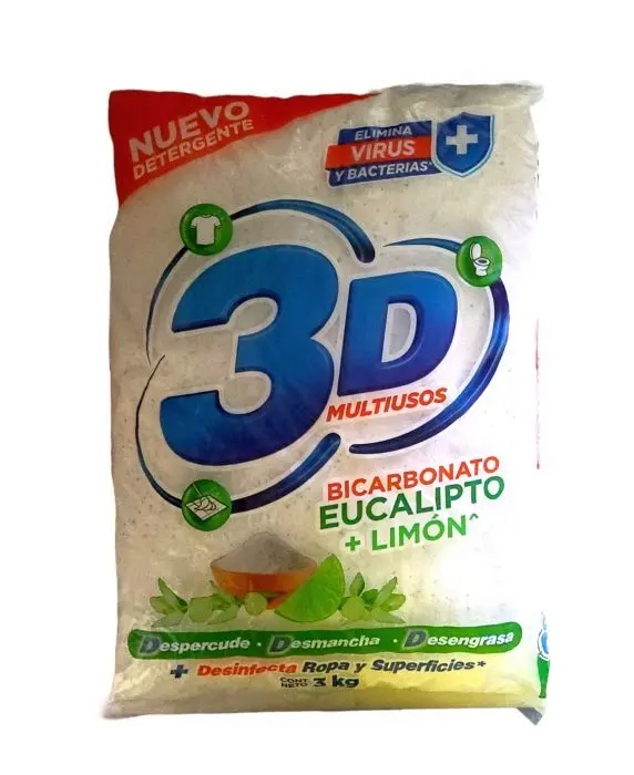 DETERG POLVO 3D BICARB EUCALIPTO 3000 G UND