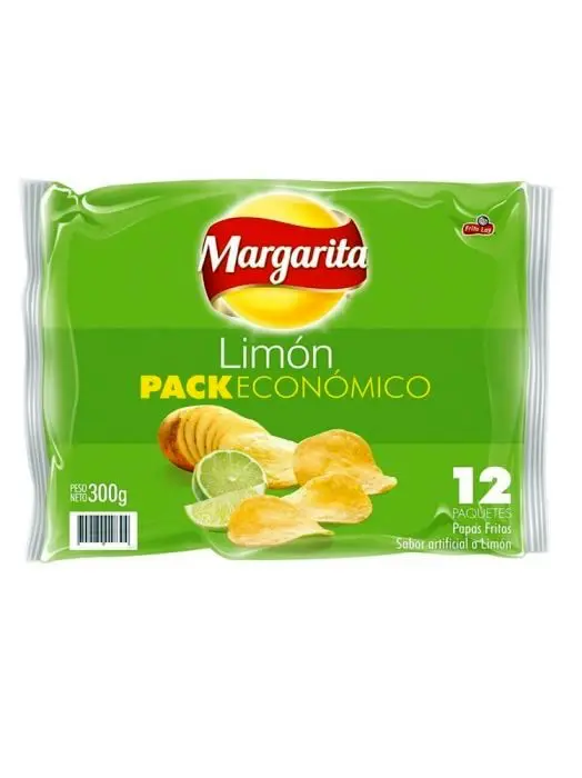 PAPAS FRITAS MARGARITA LIMON 25 G 12 UND