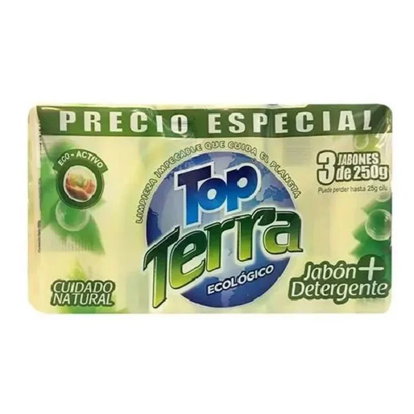 JABON BARRA  TOP TERRA ROPA 250 GR 3 UND