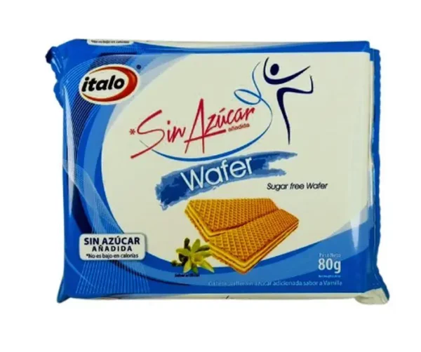 GALLETA WAFER ITALO SIN AZUCAR VAINIL 80 UND
