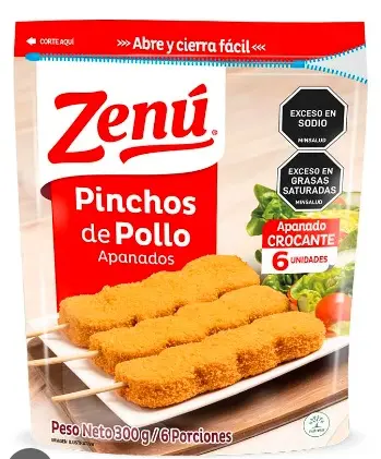 PINCHO POLLO ZENU APANADO 300 G UND