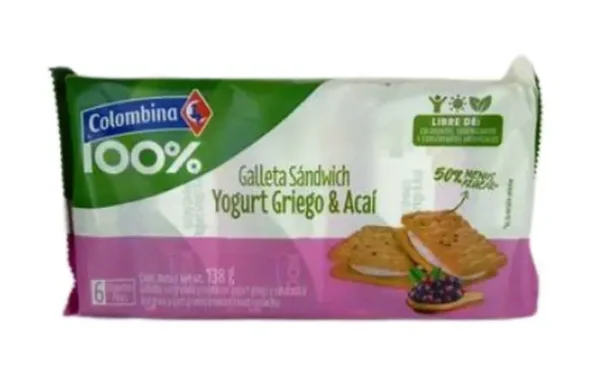 GALLETA COLOMBINA SANDWICH YOGURT ACAI UND