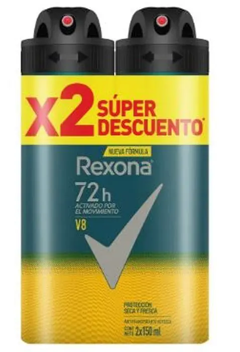 DESOD REXONA AEROSOL V8 MEN 150 ML 2 UND