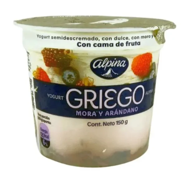 YOGURT GRIEGO ALPINA MORA ARANDANOS 150G UND