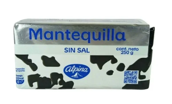 MANTEQUILLA SIN SAL ALPINA  250 GR UND