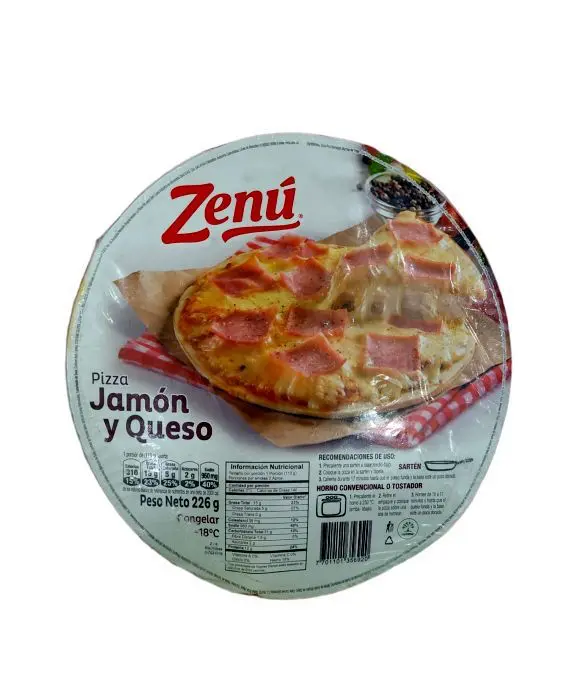 PIZZA JAMON Y QUESO ZENU 226 G UND