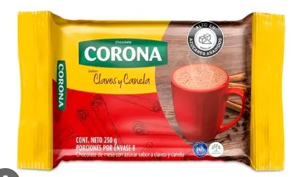 CHOCOLATE CORONA CLAVO CANELA 250 G UND