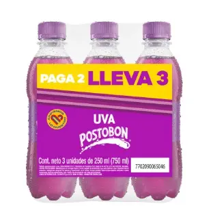 GASEOSA POSTOBON UVA 250 ML 3 UND