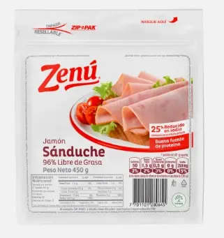 JAMON ZENU SANDUCHE 450 G UND