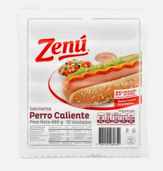 SALCHICHA PERRO CALIENTE ZENU 480 G UND