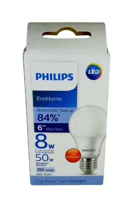 BOMBILLO PHILIPS ECOHOME 8W 50W U UND