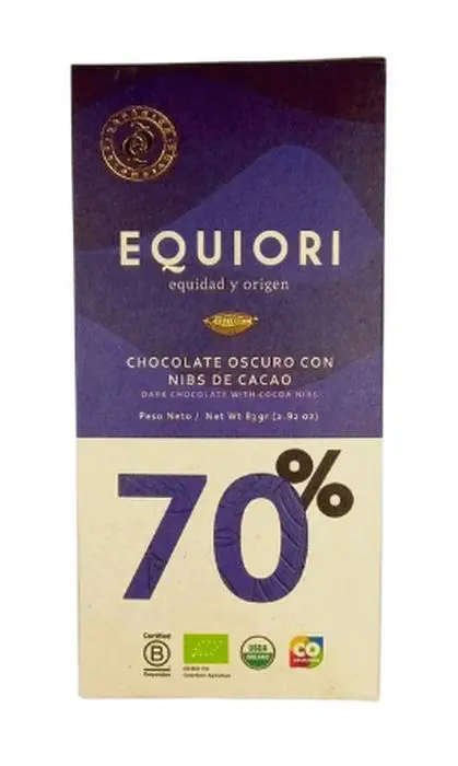CHOCOLATE OSCURO EQUIORI 70% 80 G UND