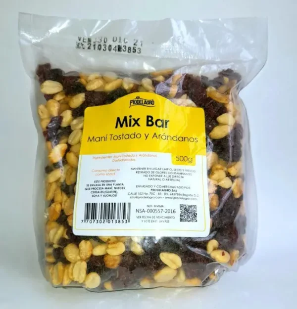 [4312-UND] MIX BAR PRODELAGRO MANI ARANDANOS 500 G UND