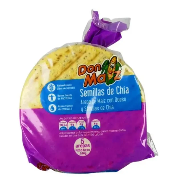 AREPA DON MAIZ QSO SEMILLAS DE CHIA 400G UND