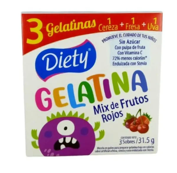 GELATINA DIETY SIN AZUCAR FRUTOS 31.5 G UND