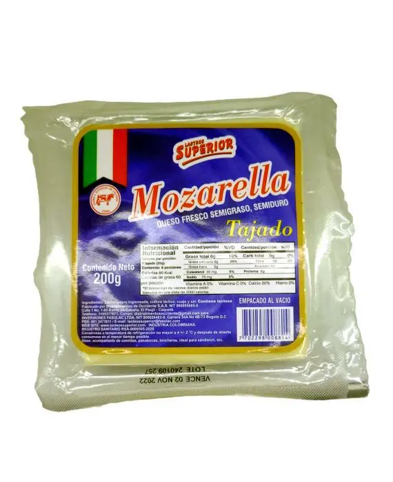 [685-UND] QUESO MOZARELLA TAJADO SUPERIOR 200 GR UND