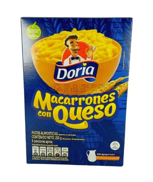 PASTA MACARRON DORIA SALSA QUESO 210 GR UND