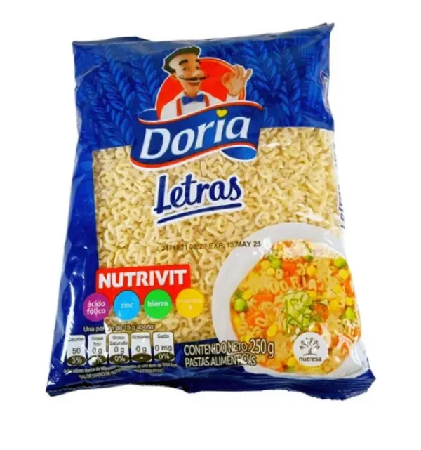[1184-UND] PASTA LETRAS DORIA 250 GR UND