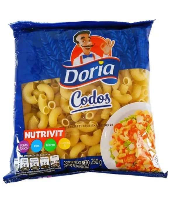 [1419-UND] PASTA CODOS DORIA 250 GR UND