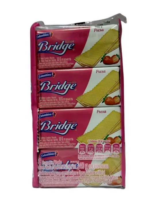 [3337-UND] GALLETA WAFER BRIDGE FRESA 8 PAQ UND
