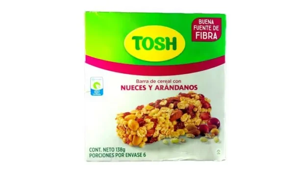 [2530-UND] BARRA DE CEREAL NUEZ ARANDANOS TOSH 138G UND
