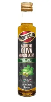ACEITE OLIVA MONTICELLO EXT ALBAHACA 250 UND