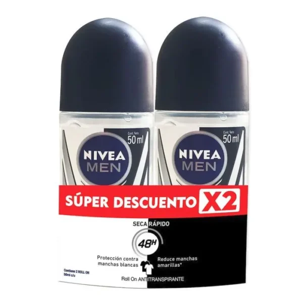 [9406-2UN] DESOD BLACK Y WHITE INVISIBLE MEN 50 ML 2 UND