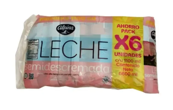 [2593-SIX] LECHE SEMIDESCREMADA ALPINA 1.1 ML 6 UND