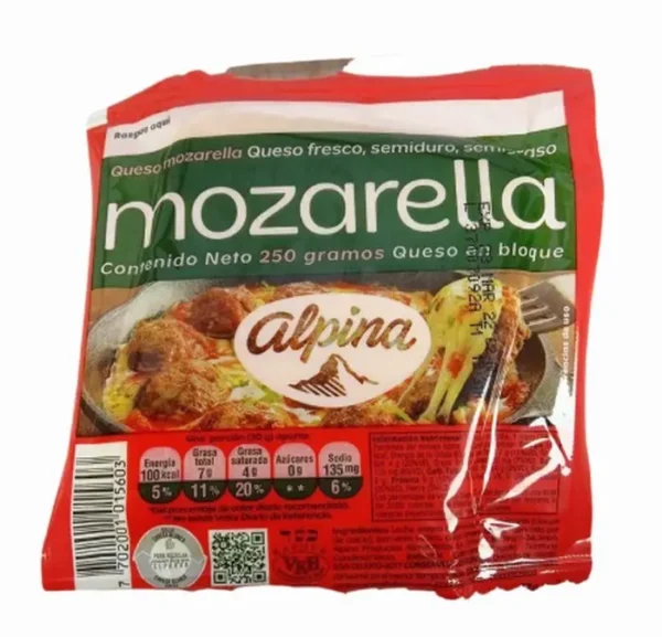 [676-UND] QUESO MOZARELLA ALPINA 250 G UND