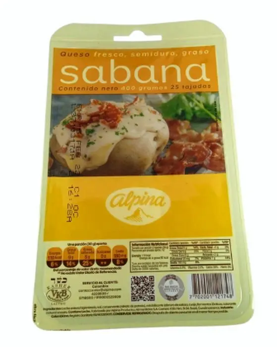 [678-UND] QUESO SABANA TAJADO ALPINA 400 G UND