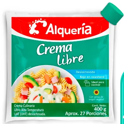 CREMA DE LECHE DESLACTOSADA ALQUERIA 400 UND