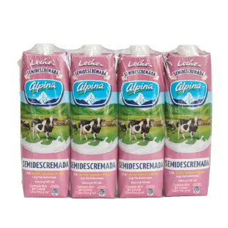 [12181-4UN] LECHE SEMIDESCREMADA ALPINA CAJA 1000 ML 4 UND