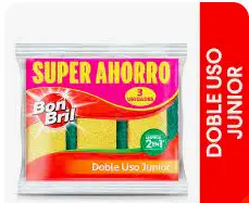 [6381-UND] ESPONJA BONBRIL DOBLE USO JUNIOR 3 U UND