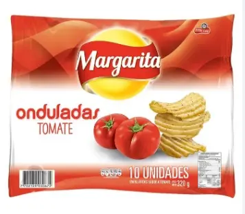 [2700-10U] PAPAS FRITAS MARGARITA ONDULA TOMATE 32G 10 UND