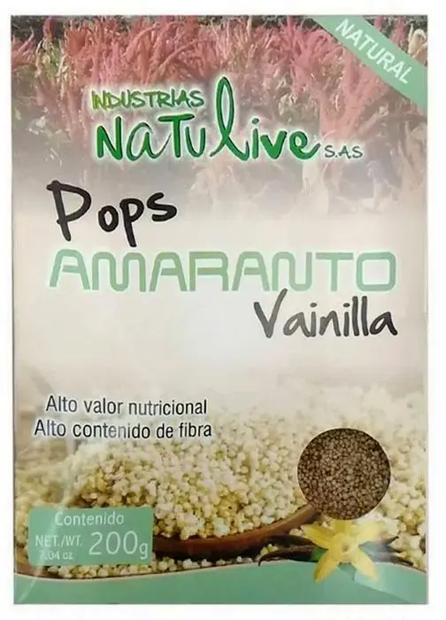 POPS AMARANTO VAINILLA NATULIVE 200 GR UND